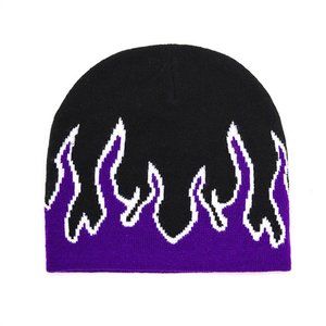 Street Dance Cap Skull Beanie Flames Knitted Hat